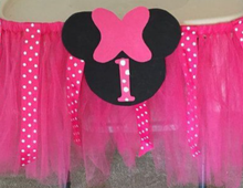 Load image into Gallery viewer, Hot pink Minnie mouse 1st birthday highchair tutu