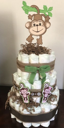 Monkey theme baby shower basket